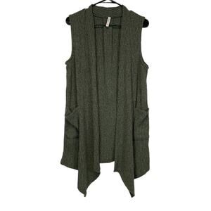 Gilli Olive Green Knit‎ Sleeveless Cardigan Size L